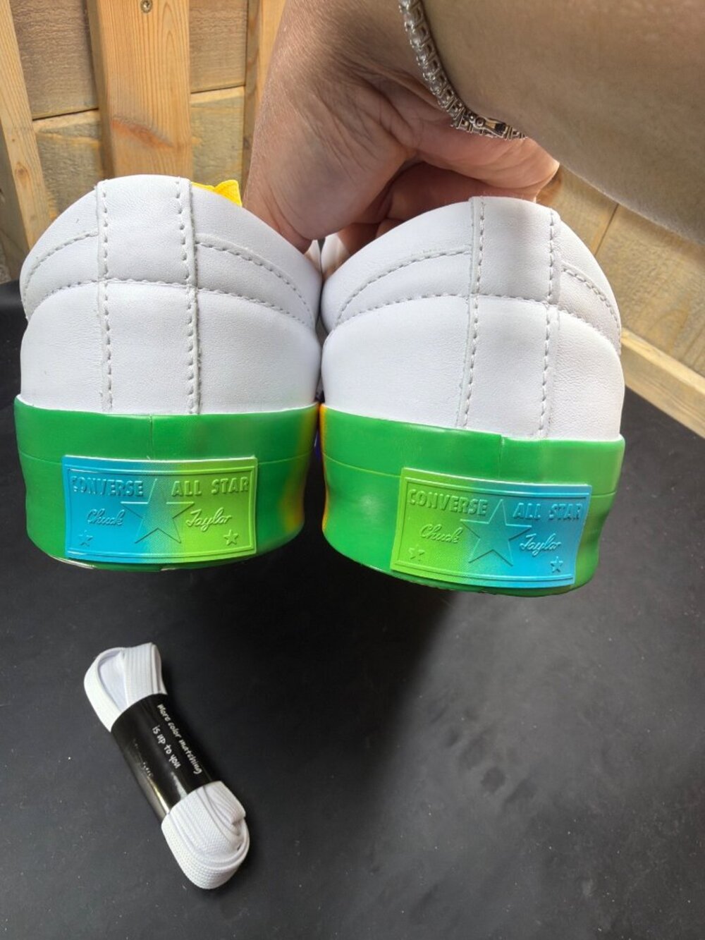 Converse x GOLF le FLEUR One Star Rainbow White Leather Shoes Mens 11 Womens 13 - Picture 8 of 11